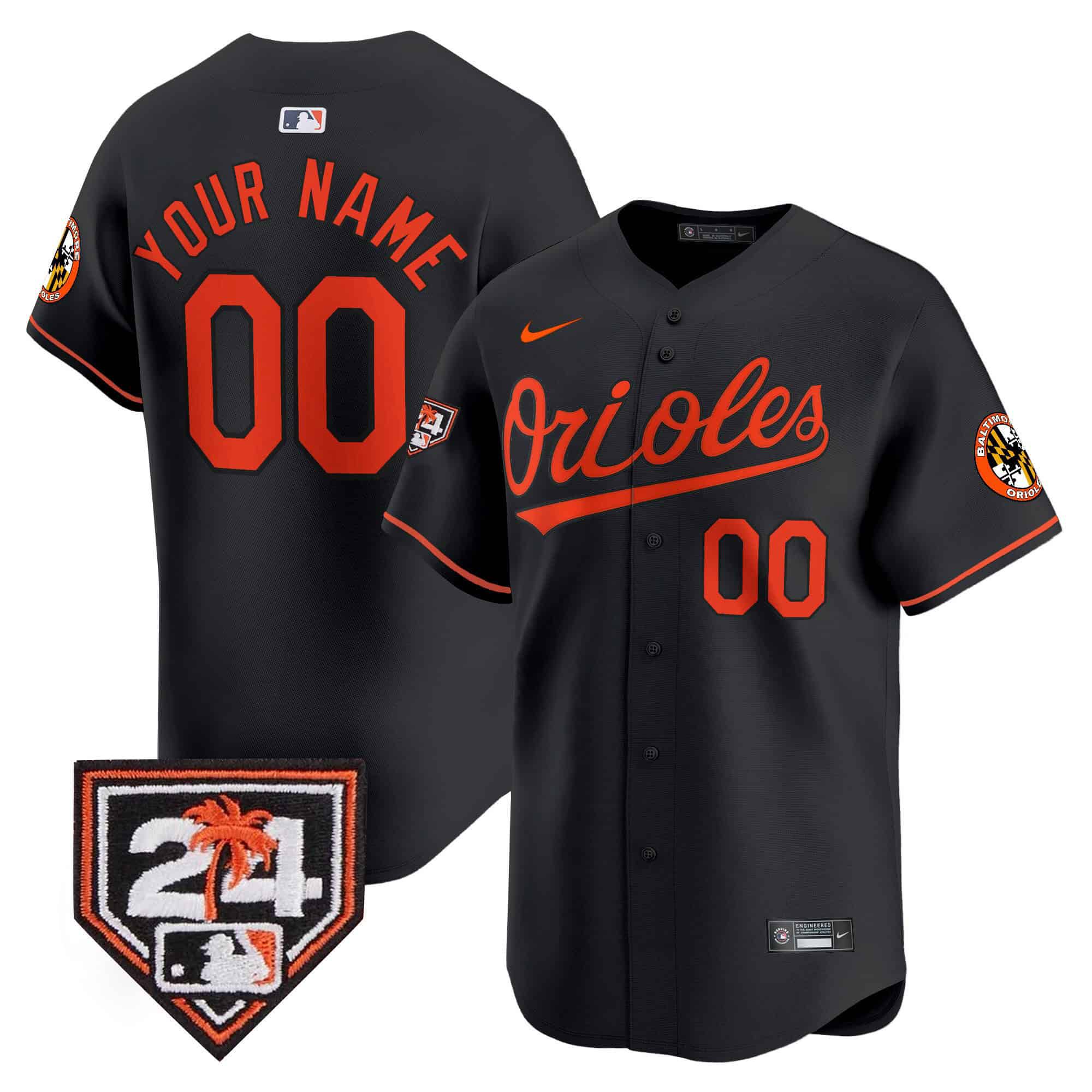 Men Baltimore Orioles Black Nike 2024 Spring Training Patch Vapor Premier Limited Custom MLB Jersey style 1